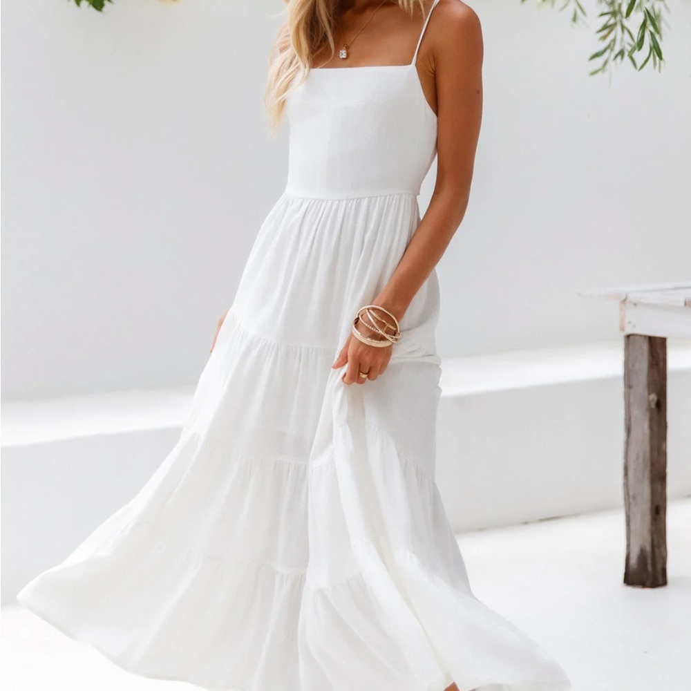 Hello Molly - Train Into Town Midi Dress white